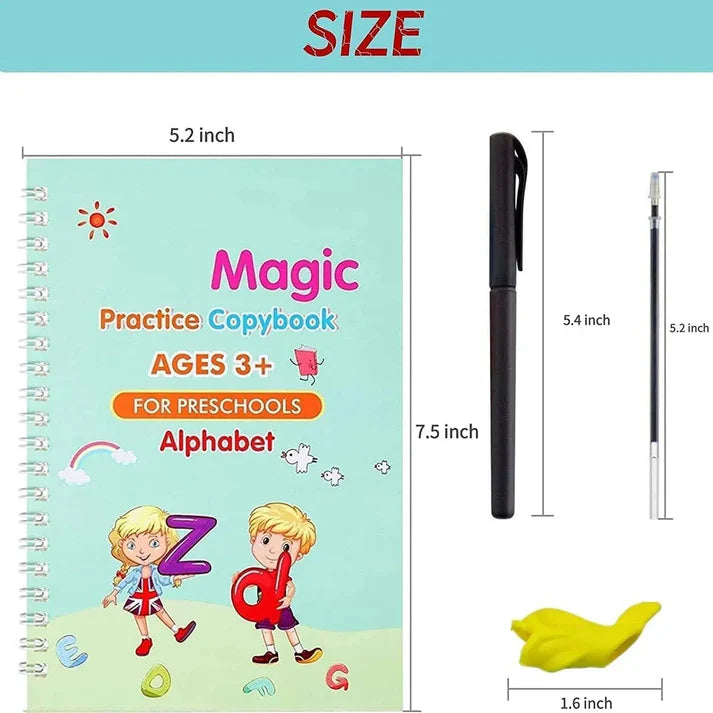 4-in-1 Magic Copybook Set for Kids (3+) – Reusable Writing Practice Books