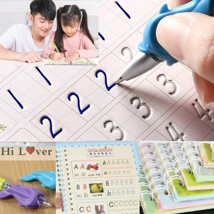 4-in-1 Magic Copybook Set for Kids (3+) – Reusable Writing Practice Books
