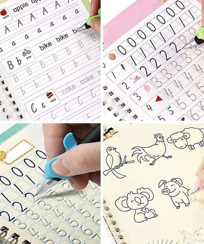 4-in-1 Magic Copybook Set for Kids (3+) – Reusable Writing Practice Books